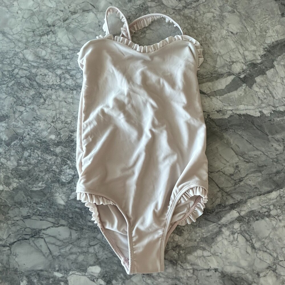Jamie Kay Kids Ruffled One Piece Swimsuit Light Pink/Off White 9Y